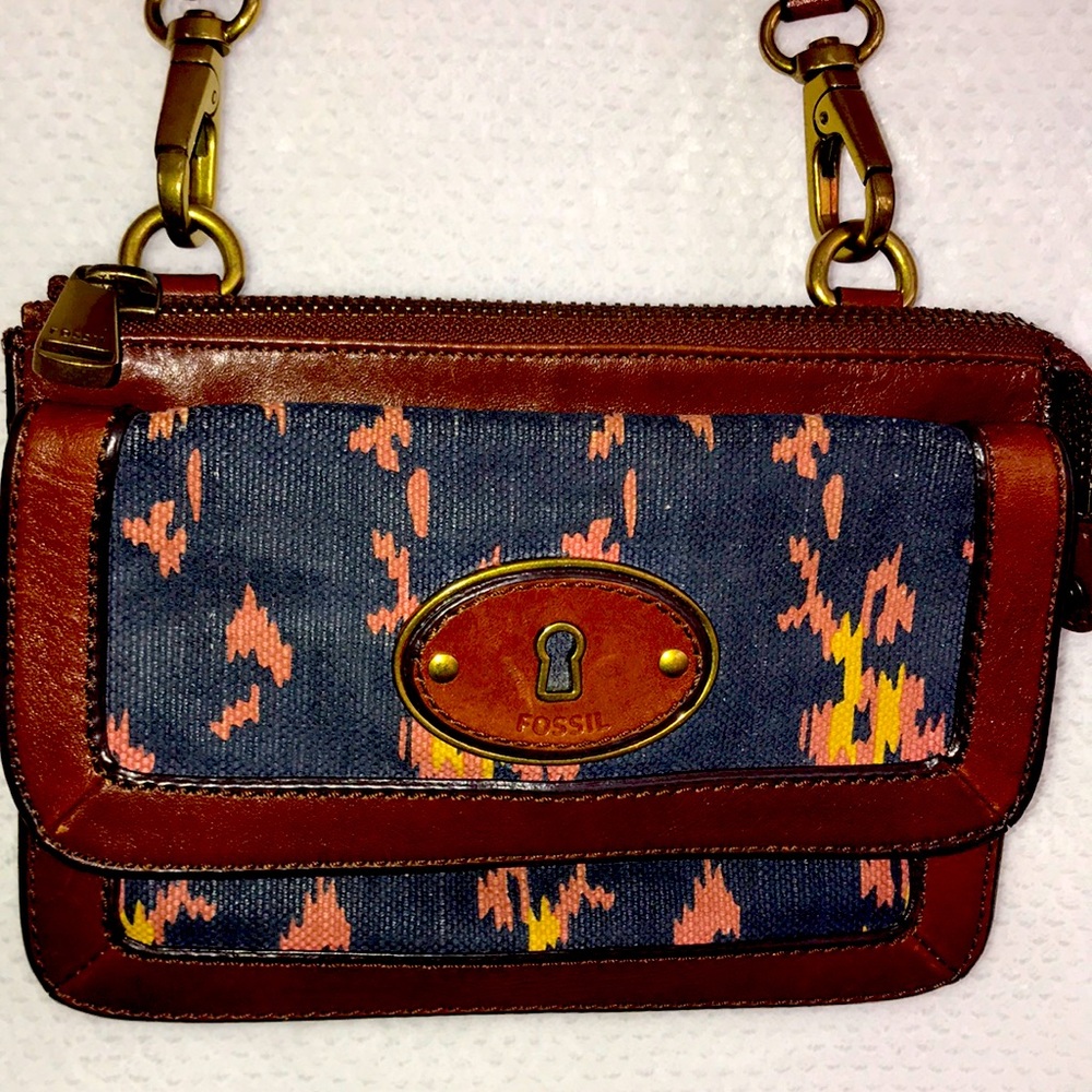 Fossil Leather and Canvas Crossbody